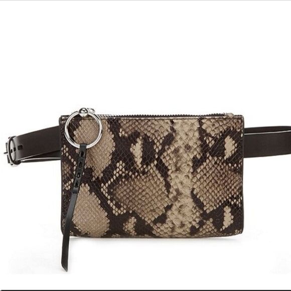 Rebecca Minkoff NWOT L-XL Animal Print Brown Tan Black Mini Belt Bag - Picture 1 of 15